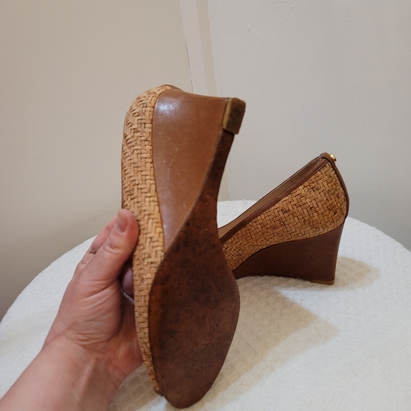 Beautiful summer wedge shoes with cork and genuine leather Trim - Picture 6 of 9